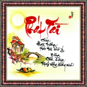 Tranh thư pháp vẽ tay chữ -PHÁT TÀI-